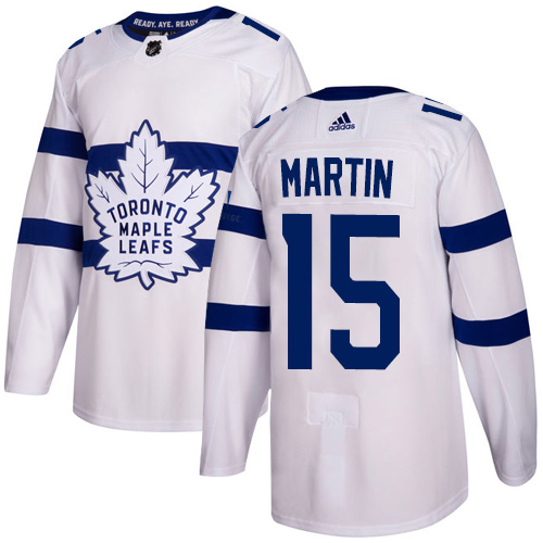 Adidas Maple Leafs #15 Matt Martin White Authentic 2018 Stadium Series Stitched NHL Jersey - Click Image to Close